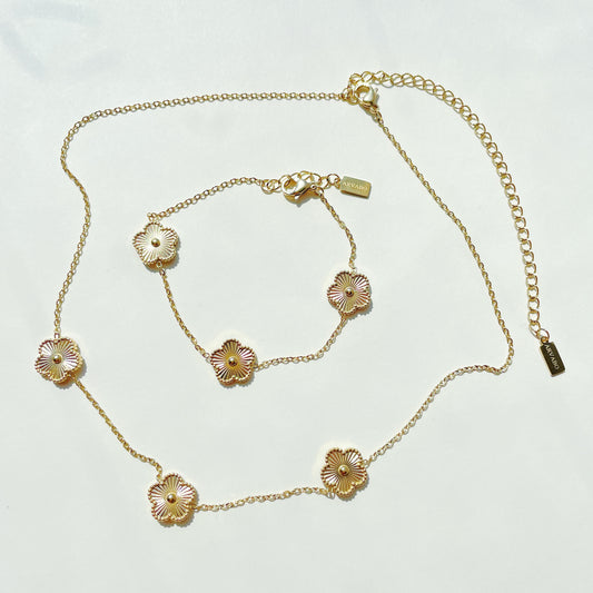 Lucky Five-Leaf Flower（Small）Necklace Bracelet Sets